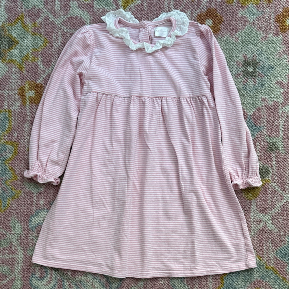 Cecil and Lou 6 Pink White Knit Stripe Dress